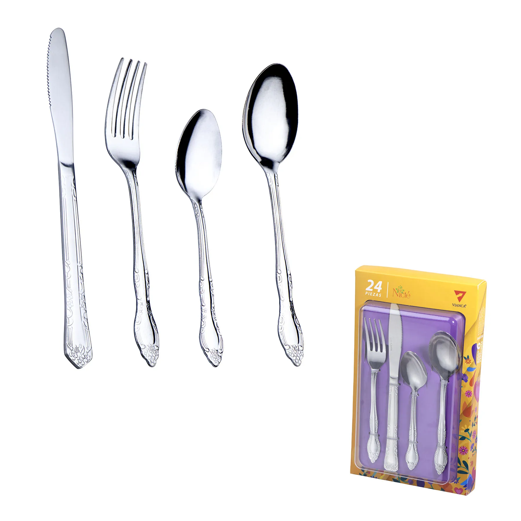 Juego 24 cubiertos Nicté burbuja