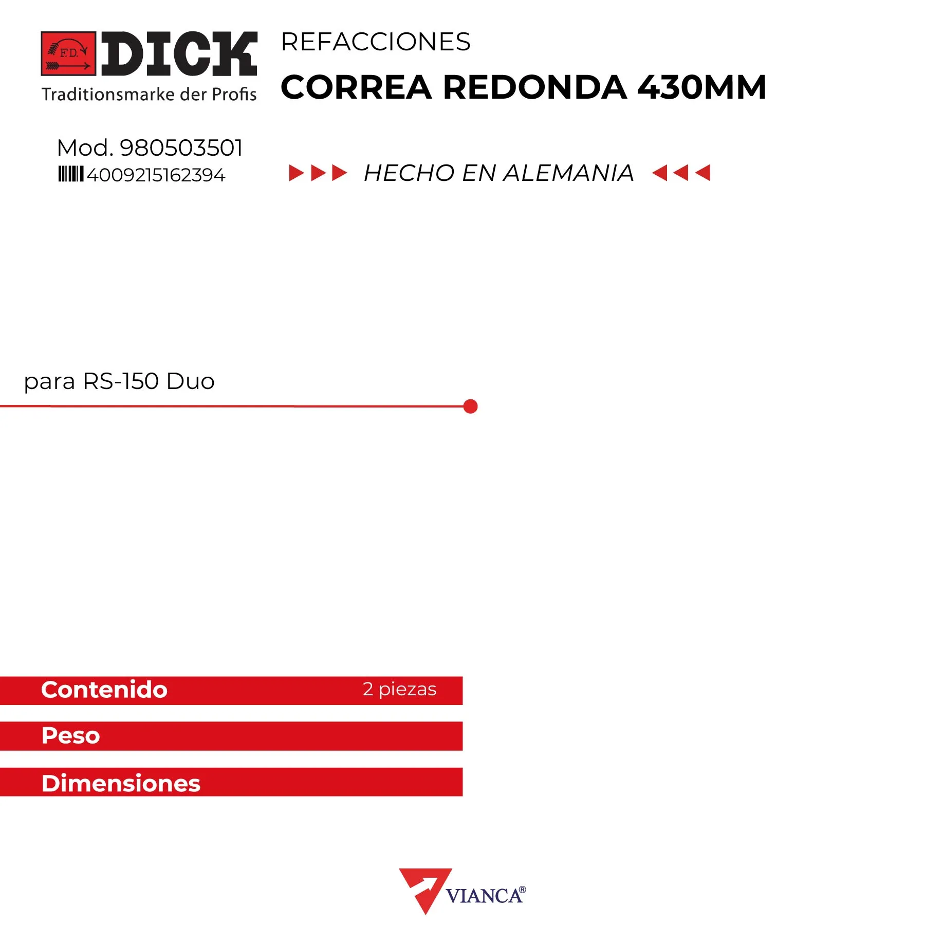 Correa redonda 430mm