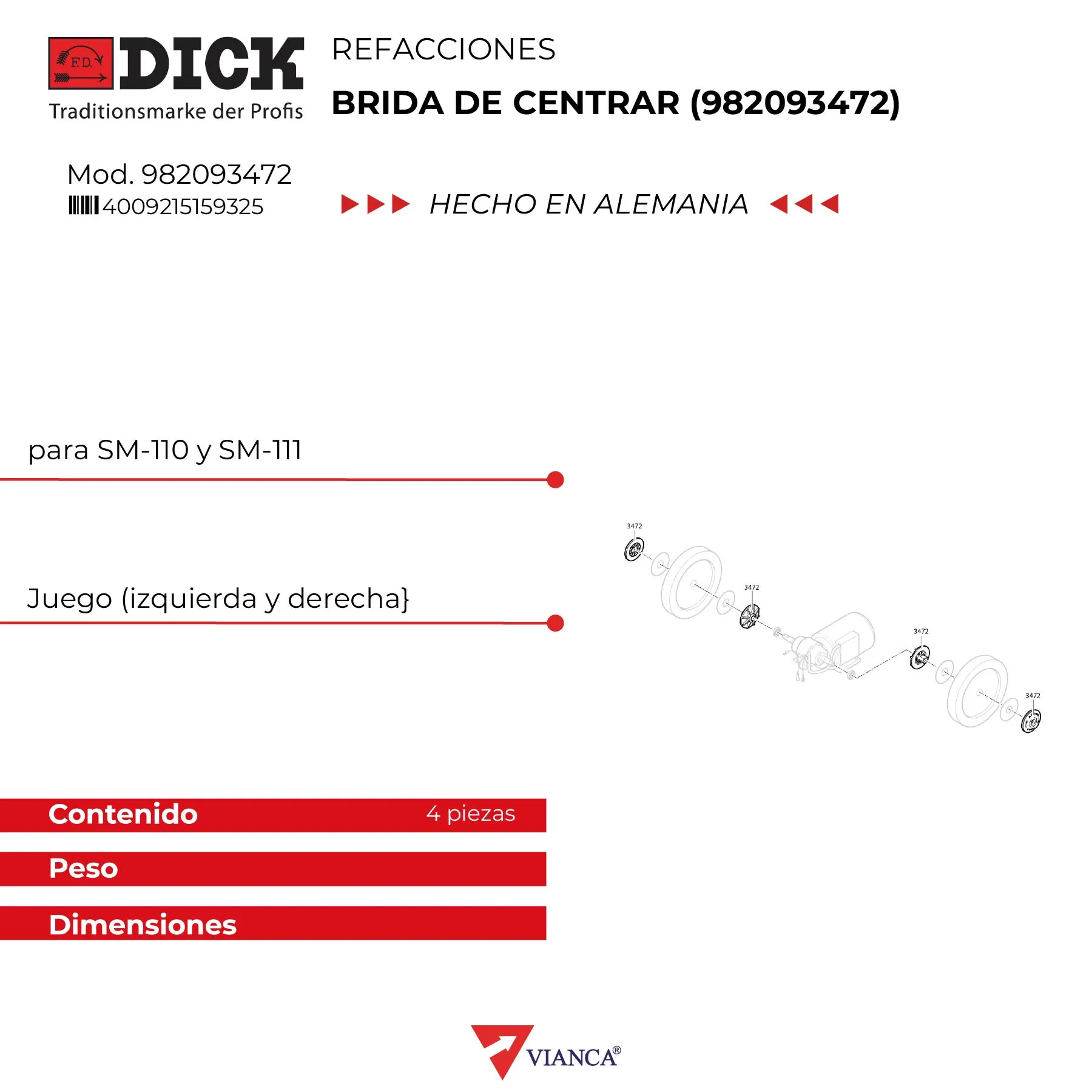 Brida de centrar