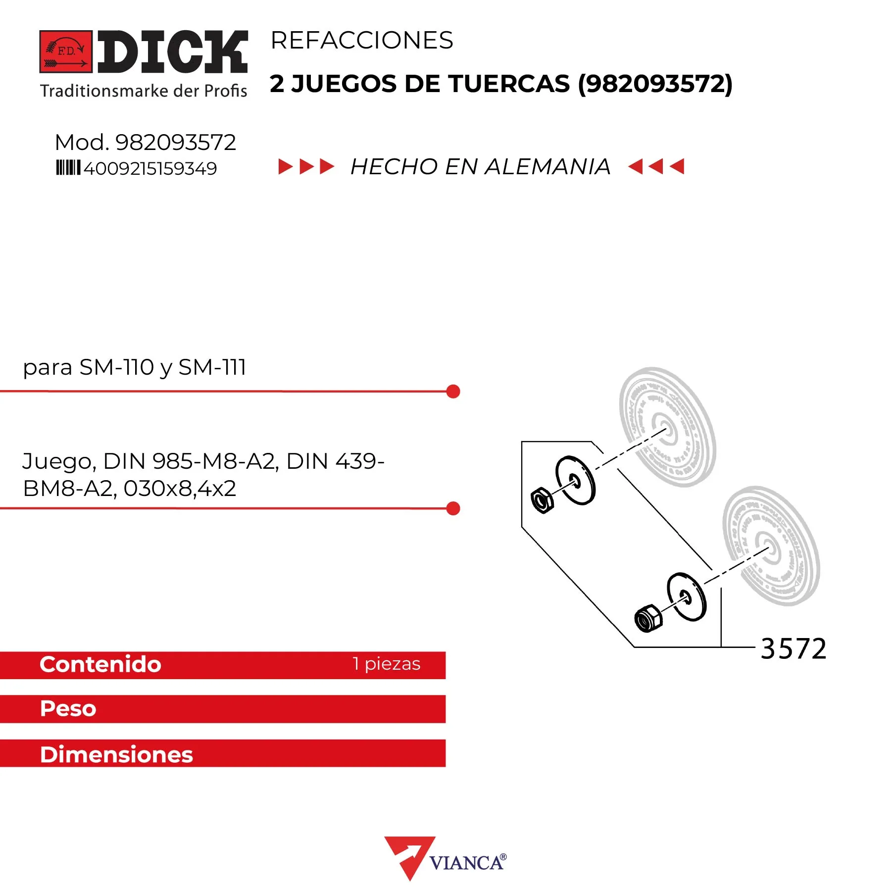Juego de tuercas repasado fino